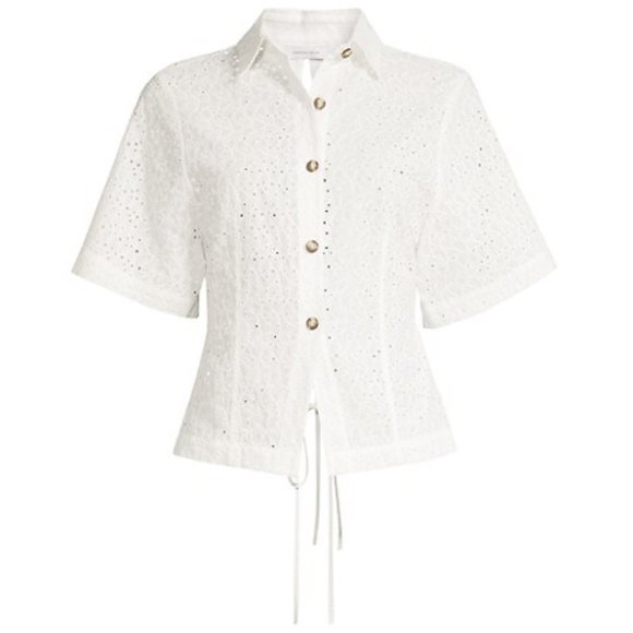 Rebecca Taylor Lea Eyelet Short-Sleeve Blouse - Picture 2 of 7